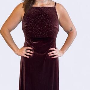 90s velvet burgundy formal prom homecoming wedding guest dress made in USA